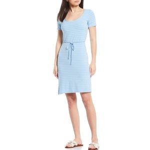 Calvin Klein Stripe Scoop Neck Waist Tie Dress NWT